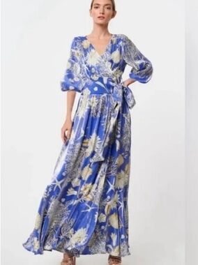 jennsen ruched flutter sleeve maxi dress Collection Flutter-sleeve Maxi Dress In Luster Georgette For Women